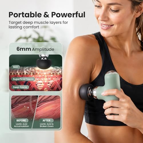 Rika Mini Massage Gun,Deep Tissue Muscle Massager with 4 Speeds & 4 Heads, Ultra Quiet Handheld Impact Massager to Relieve Pain, Suitable for Home, Office, and Travel - Image 3
