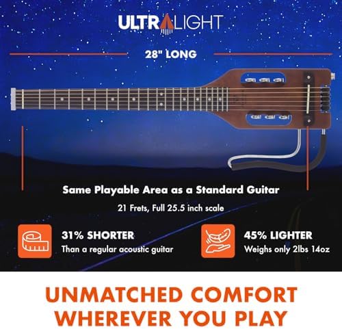 Traveler Guitar Ultra-Light Acoustic Guitar Antique Brown Left-Handed | Portable Acoustic with Removable Lap Rest | Full 24 3/4" Scale Headless Guitar | Custom Gig Bag Included - Image 4