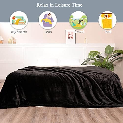 NANPIPER Sherpa Blanket King Fleece Bed Blankets Soft and Warm Fuzzy Microfiber,Black 90"x108" - Image 3