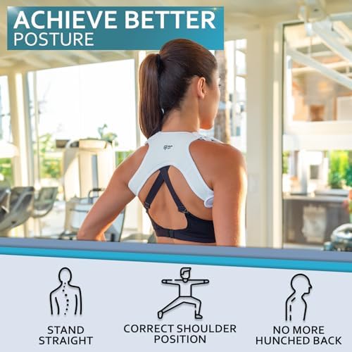 Upper Back Posture and Neck Hump Corrector - for Women and Men - Support Brace and Straightener for Pain Relief - Rounded Shoulder and Buffalo Hunchback Alignment - Discreet Under Clothes - White - Image 2