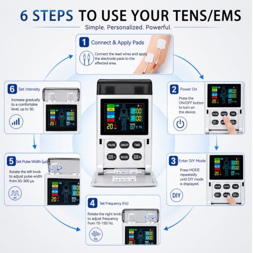 TENS EMS Unit Muscle Stimulator for Pain Relief,5-in-1 & 80 Modes 4 Channel 30 Intensity Electronic Pulse Massager,Large Color LCD Display with 16 Electrode Pads for Shoulder,Neck,Back,Sciatica - Image 4