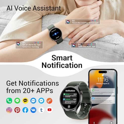 Smart Watch for Men Women,Compatible with Android Phones iPhone (Green) - Image 4