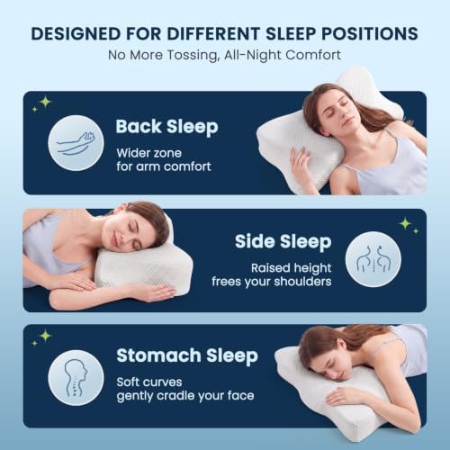 Sweetcrispy Cervical Neck Pillow for Neck Pain Relief, Cooling Memory Foam - Image 3