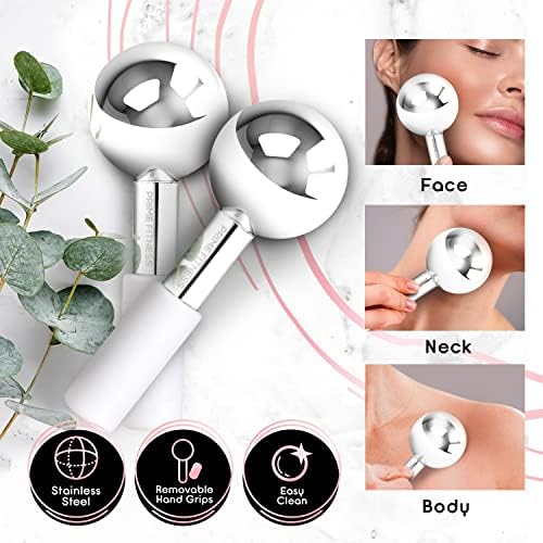 Ice Globes for Facials | Unbreakable Steel Cooling Roller | Cryo Sticks for Face | Massager for Face Neck & Eyes | Skin Care for Dark Circles, Puffiness, Wrinkles, Collagen Production (White) - Image 2