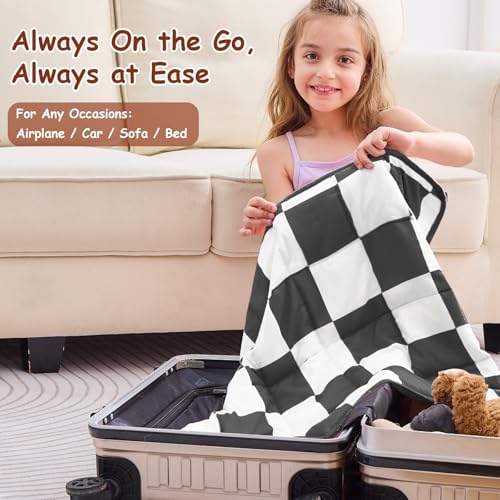 yescool Black Checkered Weighted Lap Pad 2 Pounds Cooling Weighted Lap Blanket, Plaid Small Weighted Blanket, Weighted Throw Blankets Gifts for Travel Indoor Outdoor, 20"x30" - Image 6