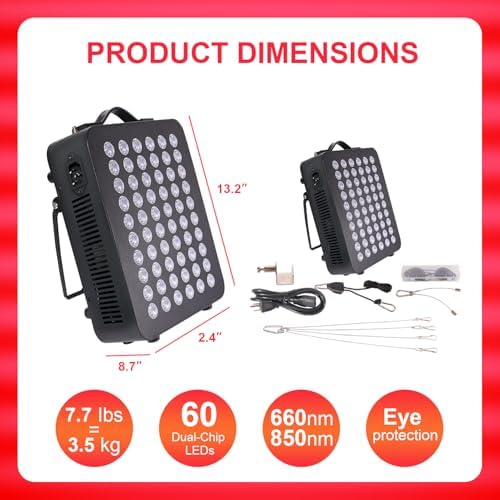 Red - Light - Therapy- Infrared Light 660nm 850nm High Power Panel Dual Chip Clinical Grade LED Device with LED Touch Screen 300W (Black) - Image 6