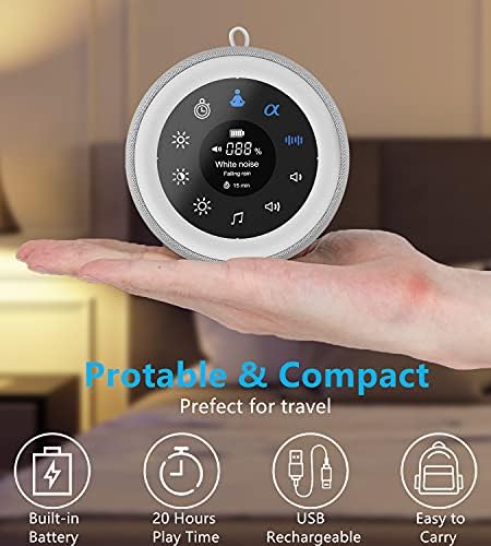 [2 in 1] White Noise Machine, Sleep Sound Machine with 7 Colors Night Light, 32 Soothing Sounds, Built-in Battery & Headphone Jack, Portable Sound Machine for Sleeping Baby, Adult and Sound Therapy - Image 6