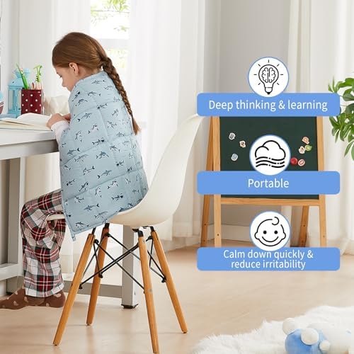 Weighted Blanket - 2 lbs Blue Shark Heavy Blanket, 20"x30", Small Size Breathable Lap Blanket - Image 2