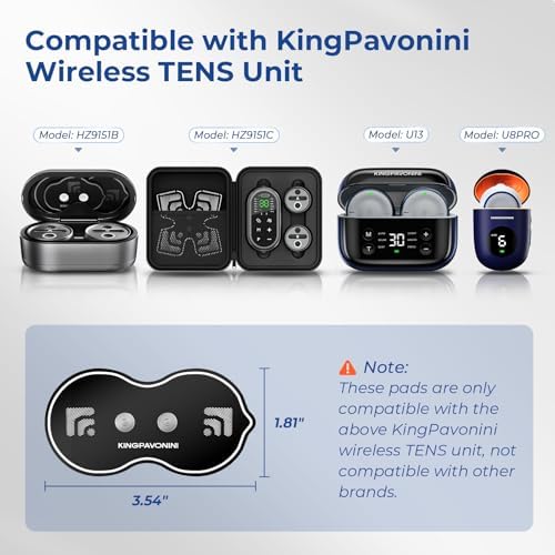 KingPavonini Official TENS Unit Replacement Pads 3.54'' x 1.81'' (Model U8PRO, U13, HZ9151B, HZ9151C), Only Compatible with KingPavonini Wireless TENS Unit, 6 PCS - Image 2