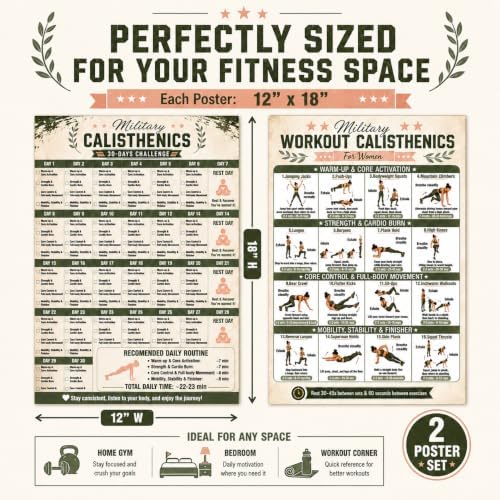 2pcs Military Calisthenics Workout for Women Poster Unframed 12x18 in - Image 3
