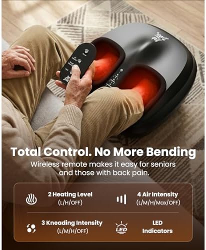 BOB AND BRAD Lite Foot Massager FSA Eligible HSA, Shiatsu Foot Massager with Heat for Neuropathy & Plantar Fasciitis Relief, Electric Deep Kneading Feet Massager Machine, Birthday Gifts for Women Men - Image 6