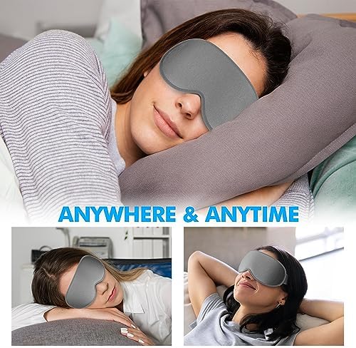 Sleep Mask for Men and Women, 3D Blackout Eye Mask for Side Sleepers, Grey - Image 7