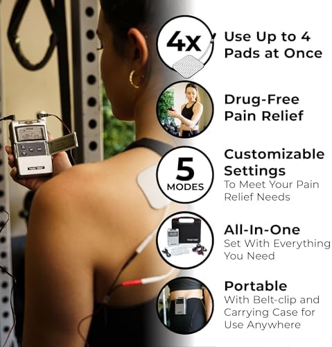 TENS 7000 Rechargeable Tens Unit Muscle Stimulator, Back Pain Relief, 4 Electrodes/Unit Pads, Period Pain Simulator, Muscle Recovery & Growth, Stim Machine, Electrotherapy, TENS Machine - Image 5