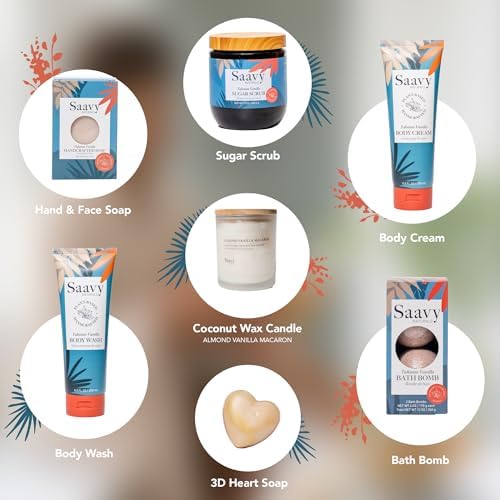 Saavy Naturals 9-Piece Spa Gift Set – Body Wash, Scrub & More – Plant-based Ingredients, Luxurious Spa Gift Basket for Women & Men –Mothers Day Gifts (Tahitian Vanilla GIft Set) - Image 2