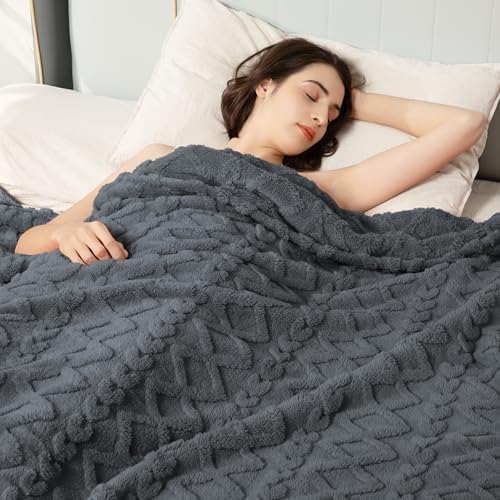 Aganear Fleece Throw Blanket for Bed Couch 90"x108" Grey - Image 2