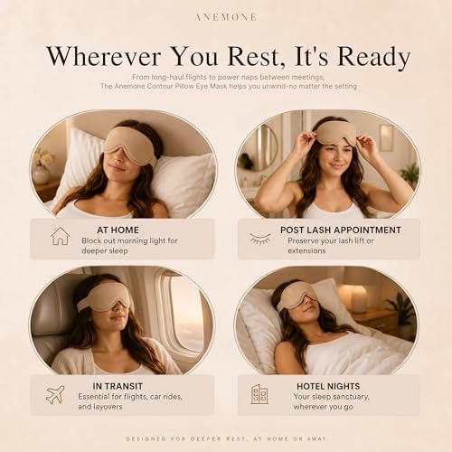 Anemone Contour Sleeping Mask for Women – Softer Than Silk Eye Masks for Sleep, Complete Blackout, Zero Eye Pressure Fit, Lightweight, Eye Care, Travel Essentials Included - Image 6