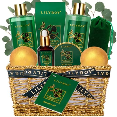 10Pcs Eucalyptus Spa Bath Gifts Set Premium Spa Gift Basket for Women & Men by LILYROY