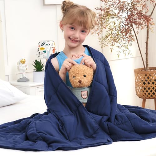 Weighted Blanket 3lbs, 36"x48", Cooling Heavy Throw Blanket for 20-40lbs, Microfiber Soft Thick Big Blankets Weighted Comforter Breathable Gift, Navy by BETU