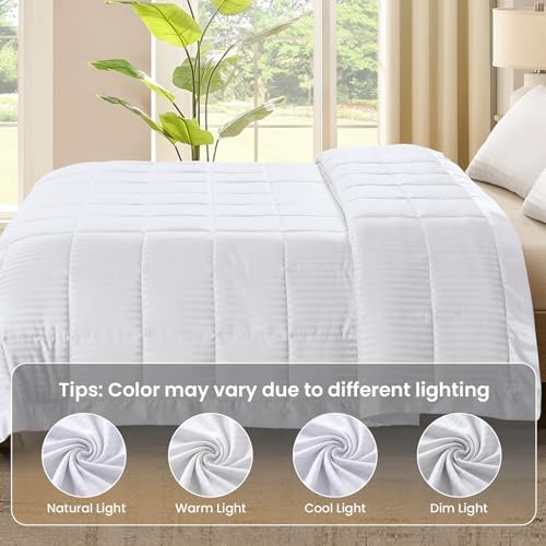 downluxe Queen Size Blanket with Satin Trim, Lightweight Down Alternative Blankets Queen Size for All Season, Machine Washable (White, 90x90 Inch) - Image 6