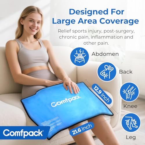 Comfpack XL Ice Pack for Injuries Reusable, 21.7 x 13 Flexible Hot Cold Pack with 3 Straps for Maximum Back and Full Body, Adjustable Cold Pack Wrap for Swelling, Bruises, Muscle Pain, Inflammation - Image 4