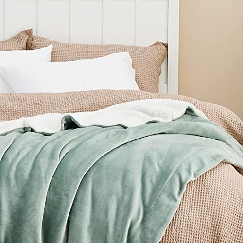 Bedsure GentleSoft Sherpa Fleece Twin Size Blanket for Couch, Non-Heated, Thick and Warm Throw for Women and Men, Soft Fuzzy Plush Twin Blanket for Spring, Sage Green, 60x80 Inches - Image 4