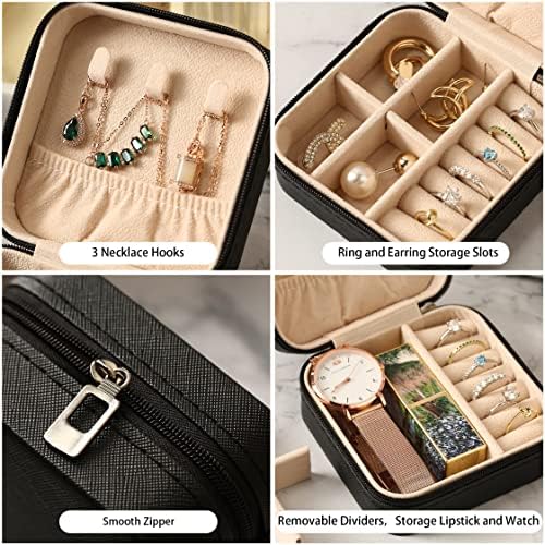 ZPROW Travel Jewelry Case, Mini Portable Jewelry Travel Boxes, Small Jewelry Organizer for Rings, Earrings, Pendants, Watches, Necklaces, Lipsticks Organizer Storage Holder Case (Black-6packs) - Image 5