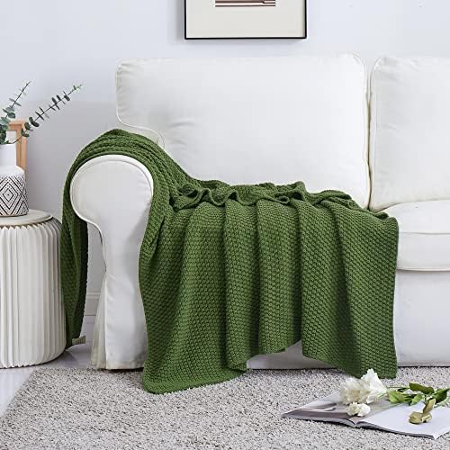 Longhui bedding 100% Cotton Knitted Throw Blanket – Olive Green, Soft & Cozy, Machine Washable, 60"x80" – Perfect for Living Room, Couch, Sofa, Bed or Travel - Image 6