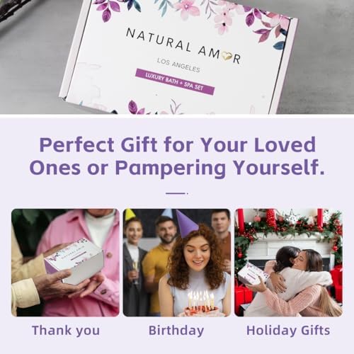 Natural Amor Handmade Spa Gifts for Women, Relaxing 5pcs Spa Gift Set for Women Including Citrus Handmade Soap Bar, Soy Candle, Bath Salt, Bath Bomb - Image 5