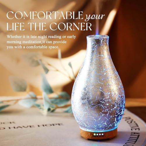 Porseme 100ml Silver-Plated Volcano Essential Oil Diffuser 3D Glass - Elegant and Effective Aromatherapy with 7 Color Changing LEDs and Waterless Auto-Off BPA Free for Home Yoga Leisure SPA Gift - Image 6