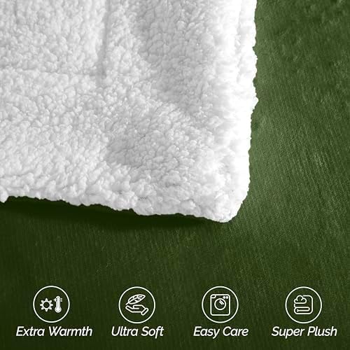 Elegant Comfort Ultra Soft Reversible Flannel Sherpa Blanket - Cozy Silky Fleece Throw for Couch, Bed - Plush Fuzzy Warm Winter Blanket for Gift, Twin, Sage - Image 6