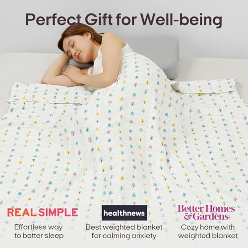 ZonLi Cotton Weighted Blanket (60"x80", 15lbs, Small Tree Print) - Image 4