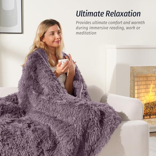 Wemore Weighted Blanket for Adult 48"x72" 15lbs Soft Long Plush Twin Purple - Image 4