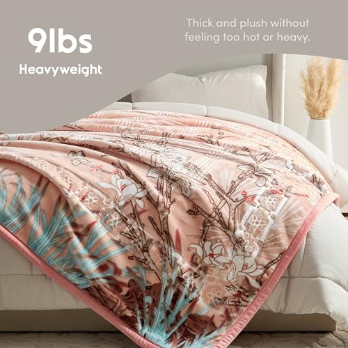 Nestl Korean Mink Blanket Queen Size - 9 Lbs Velvet Fleece Korean Blanket - 2 Ply Warm & Thick Winter Blanket - Wrinkle & Fade Resistant - 79 x 94 Inches (Peach) - Image 4
