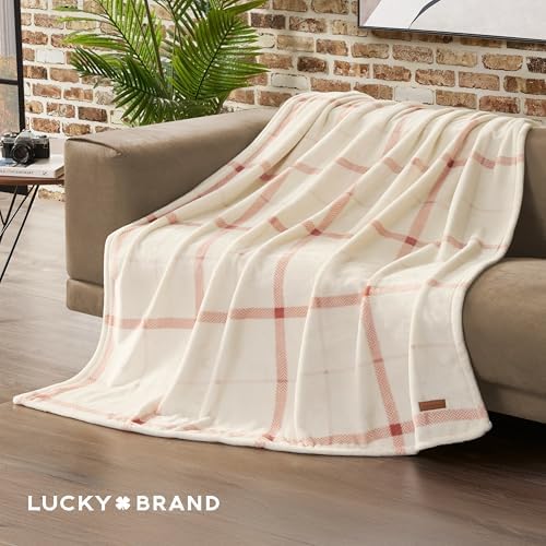 Lucky Brand Palmdale White with Red Plaid 50"x70" Cozy Plush Blanket - Premium Microfiber Throw for Luxurious Comfort - Image 4