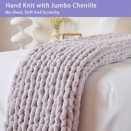 Bigacogo Chunky Knit Throw Blanket for Couch, 51x63 inches, Berry Haze - Image 5