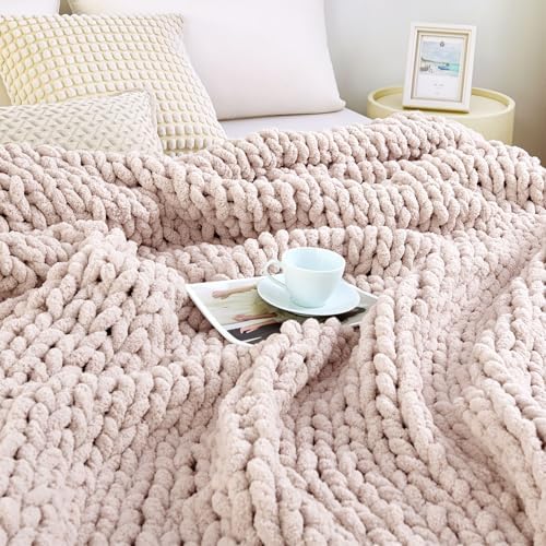 Chunky Knit Blanket Throw for Couch, 51"x63" Chunky Yarn Knitted Blankets by Admitrack