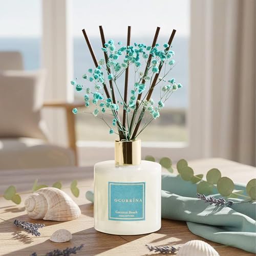 COCORRÍNA Reed Diffuser - Coconut Beach 6.7 fl oz Reed Diffuser with Sticks, Home Bedrrom Bathroom Shelf Decor - Image 5