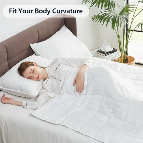 Weighted Blanket Queen Size (60"x80" 20lbs),Ultra Soft and Cozy Cooling Weighted Blanket Queen Size for Adult,Heavy Blanket with Machine Washable Soft Blanket, White - Image 5