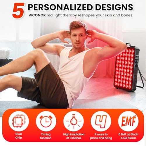 Red Light Therapy for Body, 660nm 850nm Near Infrared Light Therapy Panel, 60 Dual Chip LED Device with 300W of Power, Ideal for Body, Face, Improve Sleep, Skin Health, Includes Hanging Kit & Handle - Image 3