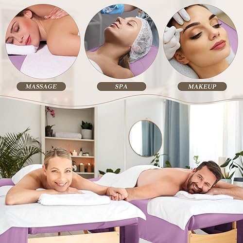 Mixweer 9 Pcs 3 Set Microfiber Massage Table Sheets Set Bulk Includes Flat Sheet, Fitted Sheet with Pocket, Face Rest Cover(Purple) - Image 6