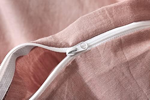 F.Y.Dreams 100% Washed Cotton Duvet Cover for Weighted Blanket 60x80 inches with 16 Ties, Zipper on Long Side/Dust Pink/Just Duvet Cover - Image 3