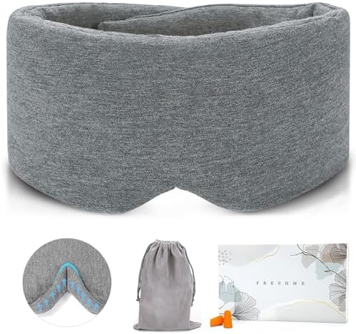 FRESHME Deluxe Cotton Sleep Mask Gift Set - 100% Blackout Large Comfortable Blindfold Adjustable Eye Mask Pillow in Gift Box for Men Women Side Sleeper Travel Meditation Airplane by FRESHME
