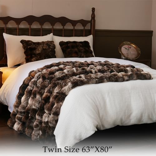 BENVWE Fluffy Faux Fur Throw Blanket for Couch, Soft Plush Thick Cozy Fuzzy Luxury Minky Bubble Blanket for Home Living Room Decor Gift for Women, Tie-dye Coffee, 60" x 80", 1100GSM - Image 6