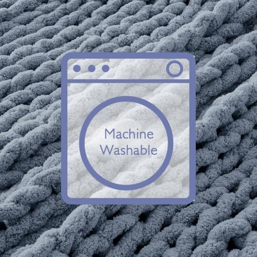 Bigacogo Chunky Knit Throw Blanket for Couch, 51x63 inches, Cold Sea Blue - Image 7