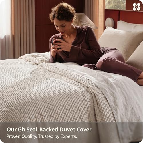 Bedsure PureWoven Cotton Waffle Weave Duvet Cover, Linen, Duvet Cover Only - Image 2