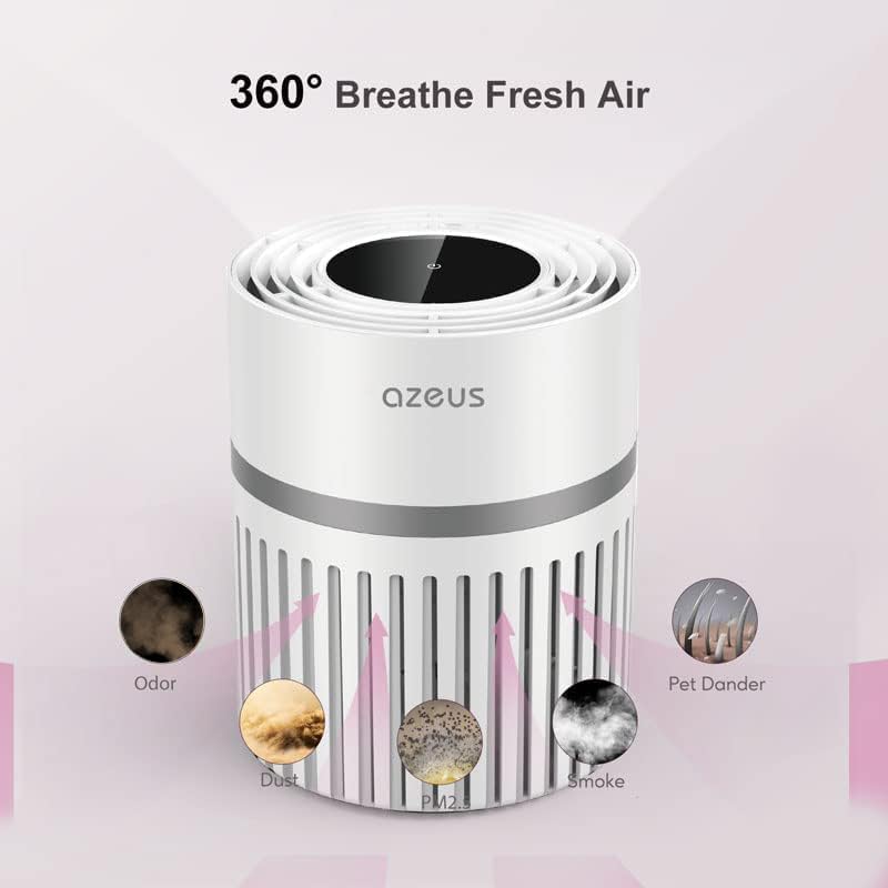 AZEUS Air Purifier for Bedroom & Home, True HEPA Filter, 430 Sq.Ft Coverage, Portable Desktop Air Cleaner —Ideal for Smoke, Pet Dander, Dust & Odors, White - Image 2