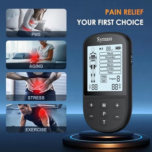 TENS Unit Muscle Stimulator, EMS Massager Machine, Dual Channel Electronic Pulse Physical Therapy Machine for Back Pain Relief, Shoulder Recovery, Muscle Relaxation, 24 Modes,10 TENS Unit Pads - Image 3