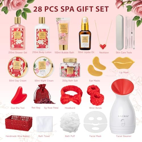 27Pcs Rose Spa Skin Care Gifts Set, Bath Set, Spa Gift Baskets for Women - Image 2