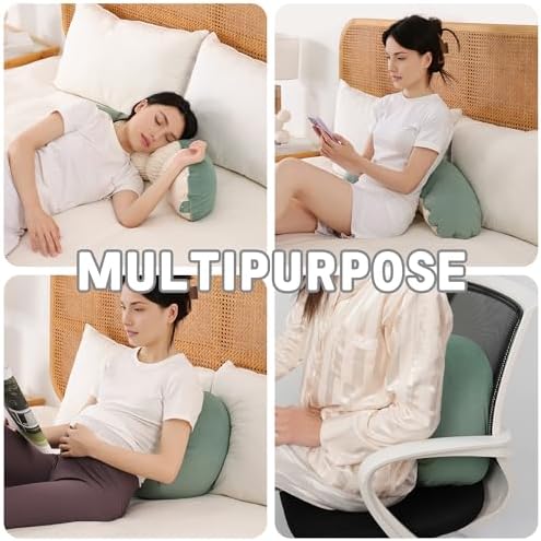 Peallow(Pat. Pend) – Long Round Body Pillow for Adults, Bolster Pillow for Sleeping, Soft and Supportive Pillow for Sleeping & Lumbar Support (Green-White, 29.5") - Image 6