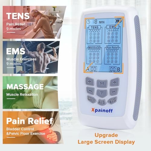 4 in 1 TNES Unit Muscle Stimulator Rechargeable Dual Channel EMS Muscle Massager Electronic Pulse Machine 36 Modes for Pain Relief Therapy,12 PCS TENS Unit Electrode Pads,Storage Case - Image 2